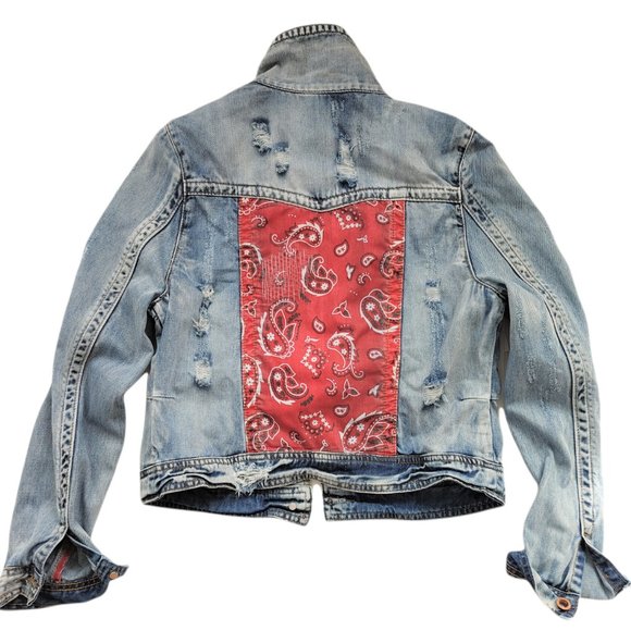 White Crow Jackets & Blazers - White Crow Distressed Bandana Jean Jacket - Large